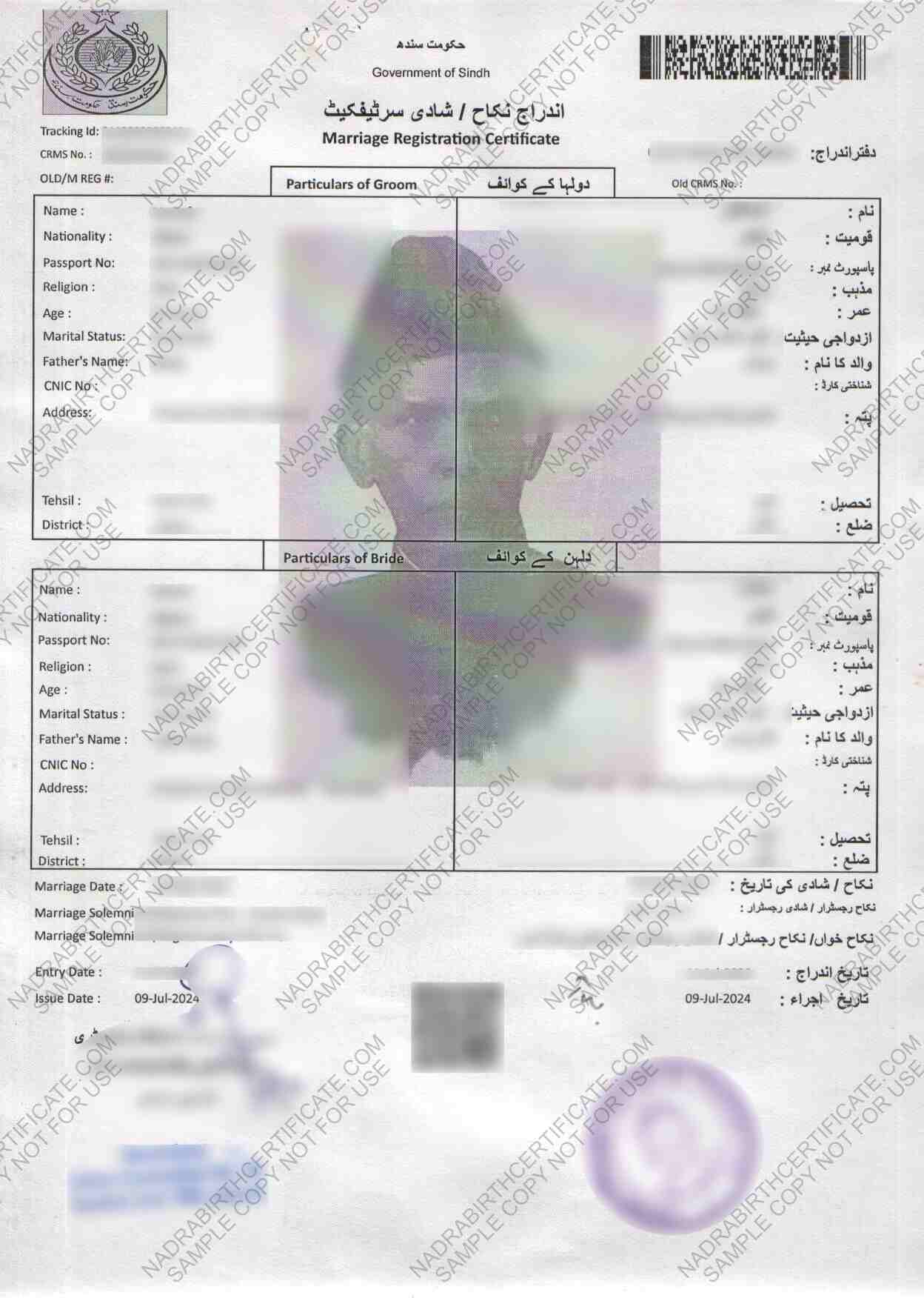 Marriage Certificate Sample image